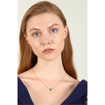 Azuris 925 Ayar ALK7035 Damla Mavi Kadın Zirkon Set