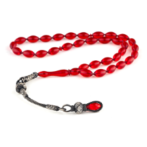 Rachon TRCH1024 Kehribar Gümüş Püskül Tesbih