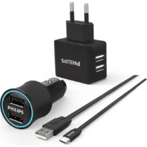 Philips DLP2553EC Combo Usb C Seyahat Araç Şarj Kablosu