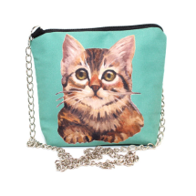 Farilya Tasarım FR0415 Tekir Kedi Baskılı Kare Zincirli Çanta