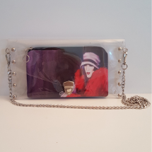 Farilya Tasarım FR071 Kırmızılı Kadın Baskılı Şeffaf Çanta