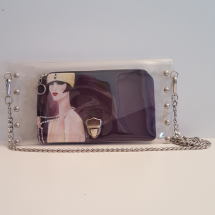 Farilya Tasarım FR072 Sarı İncili Kadın Baskılı Şeffaf Çanta