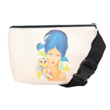 Farilya Tasarım FR0514 Baykuşlu Kız Baskılı Keten Bel Çantası