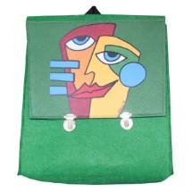 Farilya Tasarım FR097 Surat Baskılı Yeşil Keçe Sırt Çantası