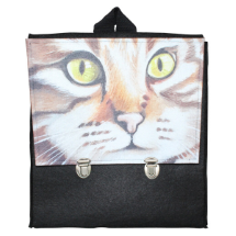 Farilya Tasarım FR0910 Kedi Baskılı Siyah Keçe Sırt Çantası