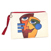 Farilya Tasarım FR0620 Renkli Surat Baskılı Keten Clutch