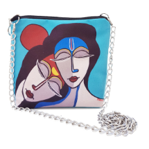 Farilya Tasarım FR0418 Buda Kızlar Baskılı Mavi Kare Zincirli Çanta