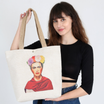 Farilya Tasarım FR011 Frida Baskılı Keten  Plaj Çantası