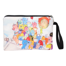 Farilya Tasarım FR0634 Selfie Çeken Kediler Baskılı Nubuk Clutch