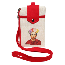 Farilya Tasarım FR1033 Frida Baskılı Keten Telefon Kılıf / Cüzdan