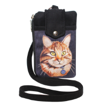 Farilya Tasarım FR1034 Kedi Baskılı Nubuk Telefon Kılıf / Cüzdan