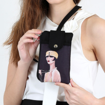 Farilya Tasarım FR1036 İncili Kız Baskılı Nubuk Telefon Kılıf / Cüzdan