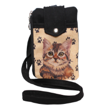 Farilya Tasarım FR1037 Patili Kedi Baskılı Nubuk Cep Tel. Kılıfı / Cüzdan