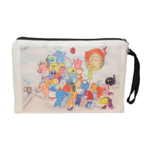 Farilya Tasarım FR0637 Selfie Çeken Kediler Baskılı Keten Tablet Kılıfı