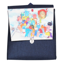 Farilya Tasarım FR0911 Selfie Çeken Kediler Baskılı Keçe Sırt Çantası 