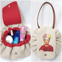 Farilya Tasarım FR01700 Frida Baskılı Keten   Makyaj Çantası