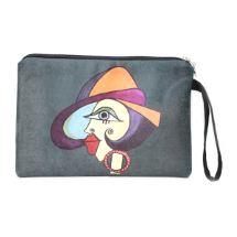 Farilya Tasarım FR0643 Halka Küpeli Kız Baskılı Nubuk Clutch