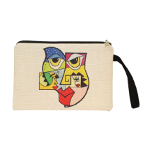 Farilya Tasarım FR0647 Baykuş Surat Baskılı Keten Clutch