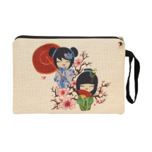 Farilya Tasarım FR0648 Japon Bebekler Baskılı Keten Clutch