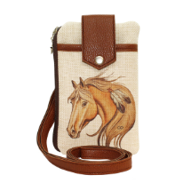 Farilya Tasarım FR1800 At Baskılı, Deri Aparat, Keten Cep Telefon Çantası