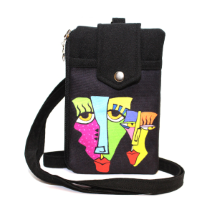 Farilya Tasarım FR1818 İki Surat Baskılı, Siyah Cep Telefon Çantası