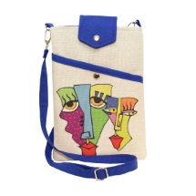 Farilya Tasarım FR01903 İki Surat Baskılı Keten   Kitap Çantası