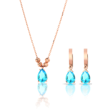 Azuris 925 Ayar Gümüş ALK7044 Gök Mavisi Zirkon Set