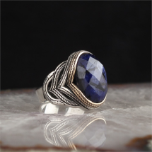 Rachon Silver 925k Safir Erkek Yüzüğü