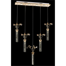 Avonni AV-60148-5SY Sarı Kaplama LED Metal Pleksi Cam Modern Avize