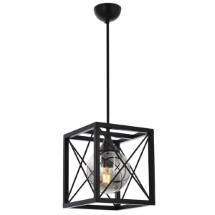 Avonni AV-60127-1BSY E27 Metal Cam Siyah Boyalı 25x25cm Modern Avize