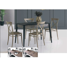 Noble Life N00230 X Class Siyah Mermer Desen & Kapuçino Masa Sandalye Takımı