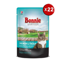 Bonnie Pouch Somonlu Ve Alabalıklı Jelly 85gr 22'li Yetişkin Kedi Maması