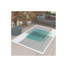 Homeilla  Kaymaz Taban Çizgi Desenli Turkuaz  Dijital Baskılı Halı