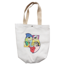 Farilya Tasarım FR016 Baykuş Surat Baskılı Keten Plaj Çantası