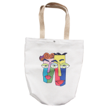 Farilya Tasarım FR018 Renkli Aile Baskılı Keten Plaj Çantası