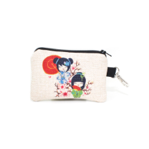 Farilya Tasarım FR1035 Japon Bebekler Baskılı Keten  Cüzdan