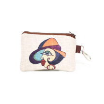 Farilya Tasarım FR1037 Halka Küpeli Kız Baskılı Keten Cüzdan