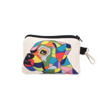 Farilya Tasarım FR1039 Renkli Köpek Baskılı Keten Cüzdan