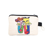 Farilya Tasarım FR1043 Renkli Aile Baskılı Keten  Cüzdan