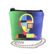 Farilya Tasarım FR0442 Geometrik Kadın Baskılı Nubuk Kare Zincirli Çanta