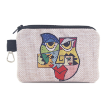 Farilya Tasarım FR1051 Baykuş Surat Baskılı Keten Cüzdan