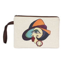 Farilya Tasarım FR0649 Halka Küpeli Kız Baskılı Keten  Clutch