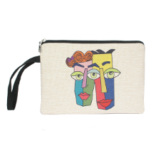 Farilya Tasarım FR0657 Renkli Aile Baskılı Keten  Clutch