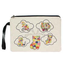 Farilya Tasarım FR0664 Kedinin Rüyası Baskılı Keten  Clutch