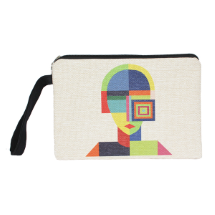 Farilya Tasarım FR0660 Geometrik Kadın Baskılı Keten   Clutch