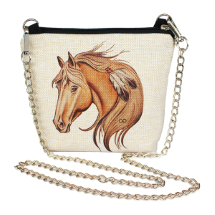 Farilya Tasarım FR0435 At Baskılı Keten Kare Zincirli Çanta