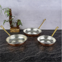 Keeplondon KLKCH042 Kitchen Copper Hitit Serisi 3'lü El Yapımı Özel Tasarım Bakır Tava Seti