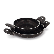 Keeplondon Kitchen Cooker Seris Alüminyum Döküm 2'li Granit Desenli  Sahan Seti
