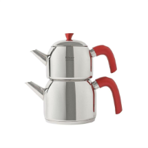 Hisar Optima Mars Çelik Kırmızı Çaydanlık Takımı