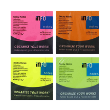 Info Notes Pembe - Sarı - Turuncu - Yeşil 4' lü Postit Seti